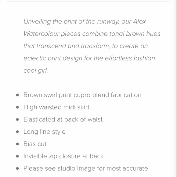 NWT DISSH SS22 - Alex Brown Watercolor Shirt and Midi skirt SOLDOUT! - Picture 13 of 16